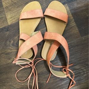 Pink Lace Up Sandals